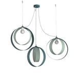 LUMICOM - SHELL Suspension, 3X E27, max 42W, métal, bleu méditerranéen vert iceberg, D.40