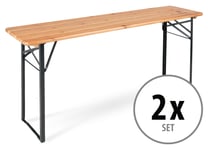 2x Table Jardin Terasse Pliable Bois Extérieur Meuble Camping Bière Balcon 177cm