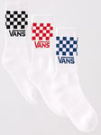 Vans Kids 3 Pack Drop V Classic Check Crew Sock - Multi, Multi, Size 13.5-5