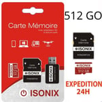 ISONIX Carte Mémoire 512 Go Micro-sd 512 go SDXC + Lecture Carte 4K