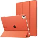 MoKo Coque pour iPad Air 13 Pouces 2024 / iPad Pro 12,9 (6e/5e Gén 2022/2021), Étui Intelligent Dos Translucide Givré en PC Dur, Support Touch ID et Apple Pencil Pro/2e/USB-C, Orange