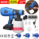 Spray Gun Cordless Fence Wall Paint Sprayer Electric HVLP 800ML + 18V Battery