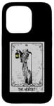 iPhone 15 Pro Vintage The Hermit Tarot Card Gothic Retro Mystic Occult Men Case