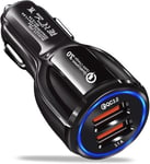 HORJOR USB Car Adaptor, 2 Port USB 3.0 Car Cigarette Lighter Phone Charger 30W -