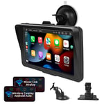 Podofo Stéréo de Voiture Portable avec sans Fil Apple Carplay Android Auto 7" Moniteur à Écran Tactile 7 V-32 V Autoradio avec Bluetooth, Transmission FM, Apple Airplay, Lien Miroir