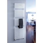 Radiateur sèche-serviette à eau chaude Genf, blanc, inertie fluide, raccord sur les côtés, 120 x 60, 720 w Schulte