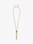 Susan Caplan Pre-Loved Gold Plated Swarovski Crystal and Lucite Lariat Necklace, Dated Circa 1990s, Gold/Turquoise