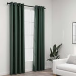 vidaXL Linen-Look Blackout Curtains with Grommets 2pcs Green 140x245cm