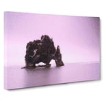 Big Box Art Rock Formation Under a Pink Sky in Iceland Canvas Wall Art Framed Picture Print, 30 x 20 Inch (76 x 50 cm), Lavender, Brown, Purple, Brown