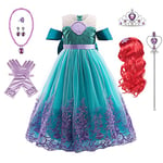 Kosplay Fille Robe de Princesse Ariel et Accessoires Déguisement de Princesse Sirène Costume Anniversaire Fête Halloween Noël Partie Carnaval Cosplay Enfant Robe de Soirée