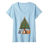 Womens Cats Christmas Holiday Party Decorations - Ugly Christmas V-Neck T-Shirt