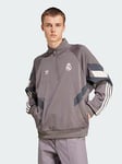 adidas Real Madrid Originals Half-Zip Crew Sweatshirt, Brown, Size Xl, Men