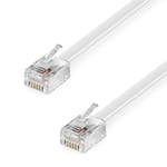 2m Câble Téléphonique RJ11 Câble Modulaire 6P4C Câble Western RJ11-RJ11 Prise Câble Plat Prise Téléphonique Modem Routeur Fax ISDN DSL VDSL Internet Blanc