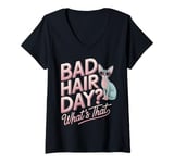 Womens Sphynx Cat Bad Hair Day Funny Sphynx V-Neck T-Shirt