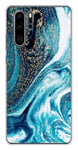 Coque en silicone imprimée compatible Huawei P30 Pro Marbre Bleu Pailleté