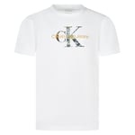 T-shirt avec des manches courtes et un col rond Junior Garçon Calvin Klein coton blanc