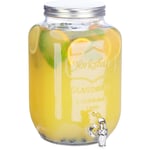 Relaxdays - Distributeur de boisson 8 l, limonade, carafe verre robinet, retro vintage, fontaine boisson, transparent