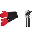 masterclass KitchenCraft Double Oven Glove, Silicone/Cotton, Black/Red & OXO Good Grips Soft Handled Can Opener