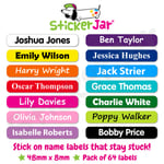 64 Personalised Stick On Name Labels Stickers School Kids Waterproof NL02