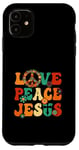 Coque pour iPhone 11 Costume hippie sexy Love Peace Jesus Christian Fun années 60 et 70