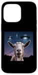 Coque pour iPhone 14 Pro Max Costume de chèvre en peluche de chèvre pour enfants avec selfie avec ovnis