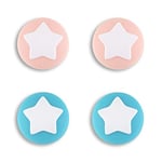eXtremeRate PlayVital Star Design Cute Switch Thumb Grip Caps, Mandys Pink & Bondi Blue Joystick Caps for Nintendo Switch Lite, Silicone Analog Cover Thumbstick Grips for Joy-Con Controller