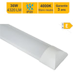 Lutece-arc - Réglette led intégrée 120cm 36W 4320lm - 4000K blanc neutre - garantie 3 ans