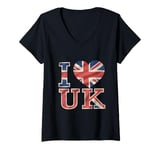 Womens Funny UK Flag Love UK I Love United Kingdom UK Meme V-Neck T-Shirt