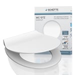 Schütte SLIM WHITE 82700, Abattant WC en Duroplast avec système d'abaissement automatique et fonction détachable, compatible avec la majorité des cuvettes WC Blanc