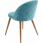 HHG - jamais utilisé] 2x chaise de salle à manger 097, fauteuil, style rétro années 50, en velours, bleu turquoise