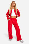 Womens Deep Hem Zip Through Bomber Tracksuit - Red - Xs, Red