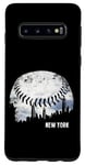 Coque pour Galaxy S10 Grattoir à ciel vintage Baseball New York City Nuages