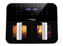 9L Dual Compartment Air Fryer Oven, 12 Presets, 2400W, Touchscreen - By Nuovva