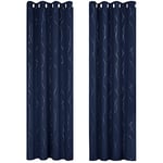 Deconovo Lot de 2 Rideau Occultants Isolant Thermique Anti Froid Rideaux à Oeillets Les Point-Lignes Imprimés Argents 140x240cm en Chambre