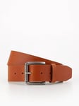 BOSS Joris Metal Buckle 4Cm Jeans Leather Belt - Tan, Light Brown, Size 105 Cms, Men