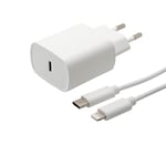 APM 20W Chargeur USB-C, Charge Rapide, Câble Type-C/Lightning Certifié MFI 1M Inclus, PowerDelivery 3.0, Blanc, Compatible avec Apple iPhone 14 Pro Max 13 Plus Mini 12 iPad AirPod, 570340