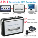 Portable Usb Cassette Tape-to-mp3 Converter Capture Hifi Audio M Black