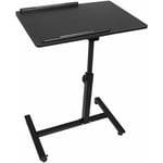 Aqrau - Table ordinateur portable hauteur réglable(65 - 95 cm) Bureau Mobile, Table Informatique avec roulettes Noir