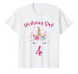 Youth 4th Birthday Girl Unicorn Outfit Fourth Birthday T-Shirt