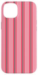 Coque pour iPhone 14 Plus Rose Rouge rayé Girly Esthétique Preppy Stripe