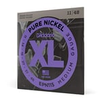 D'Addario Guitar Strings - XL Pure Nickel Electric Guitar Strings - Round Wound - Warm, Bright, Vintage Sound - EPN115 - Blues/Jazz Rock, 11-48