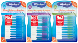 Wisdom Clean Between Interdental Brushes - 2 of each colour -Blue, Green, Purple