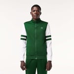 Lacoste Mens Sportsuit Striped Tennis Sweatshirt in Green White Cotton - Size X-Large