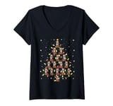 Womens Coyote Santa Christmas Tree Lights Ugly Sweater Style V-Neck T-Shirt