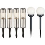 6x led Plug Inox Lumières Boule Lampes solaire Éclairage Extérieur Stand Spotlights Décoration