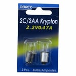 Mini Maglite & others - 2 x Replacement KRYPTON Bulbs, 2.2V 0.47A (Push-in Base)