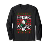 Funny Prosec Ho Ho Ho Christmas Prosecco Santa Hat Wine Long Sleeve T-Shirt