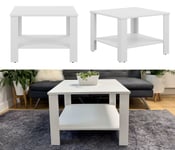 Coffee Table Storage Shelf 68cm Square Living Room Table White Matt Effect Ode