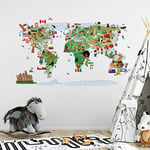 Stickers adhésifs Enfants | Sticker Autocollant Carte du Monde - Décoration murale chambres Enfants | 90 x 160 cm