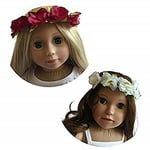 The New York Doll Collection Headband - Fits 18 Inch/ 46 cm Doll - Set of Two - Flower Wreath with Red and White Satin Ribbon for Girls Dolls